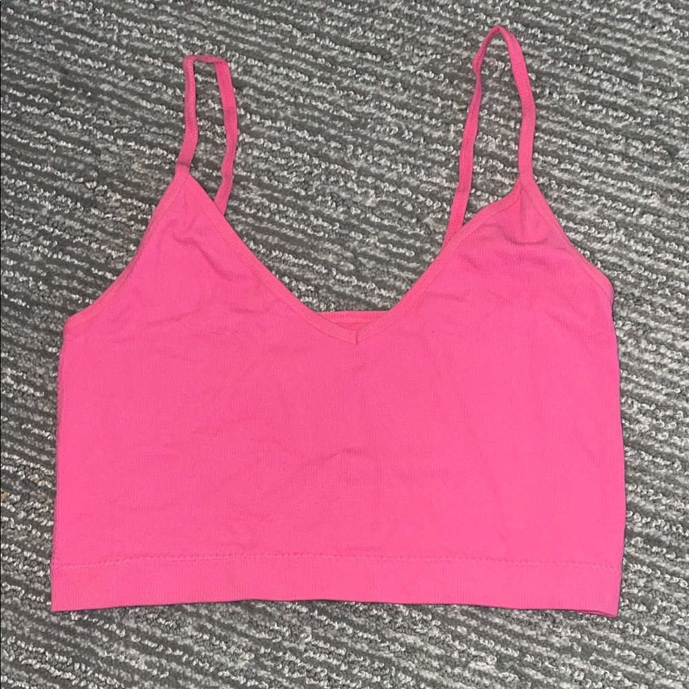 Garage Hot Pink Ribbed Crop Top